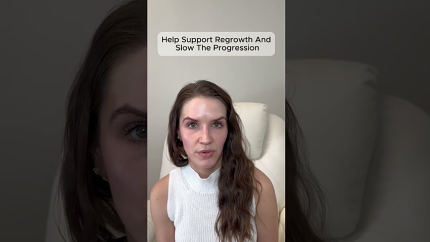 Woman speaking about hair regrowth support tips.